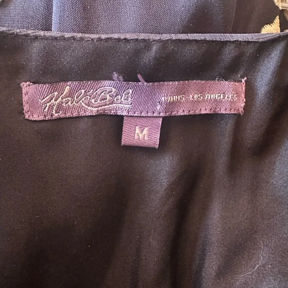 Hale Bob silk velvet burnout beaded babydoll top in black and olive green size M - Picture 10 of 11